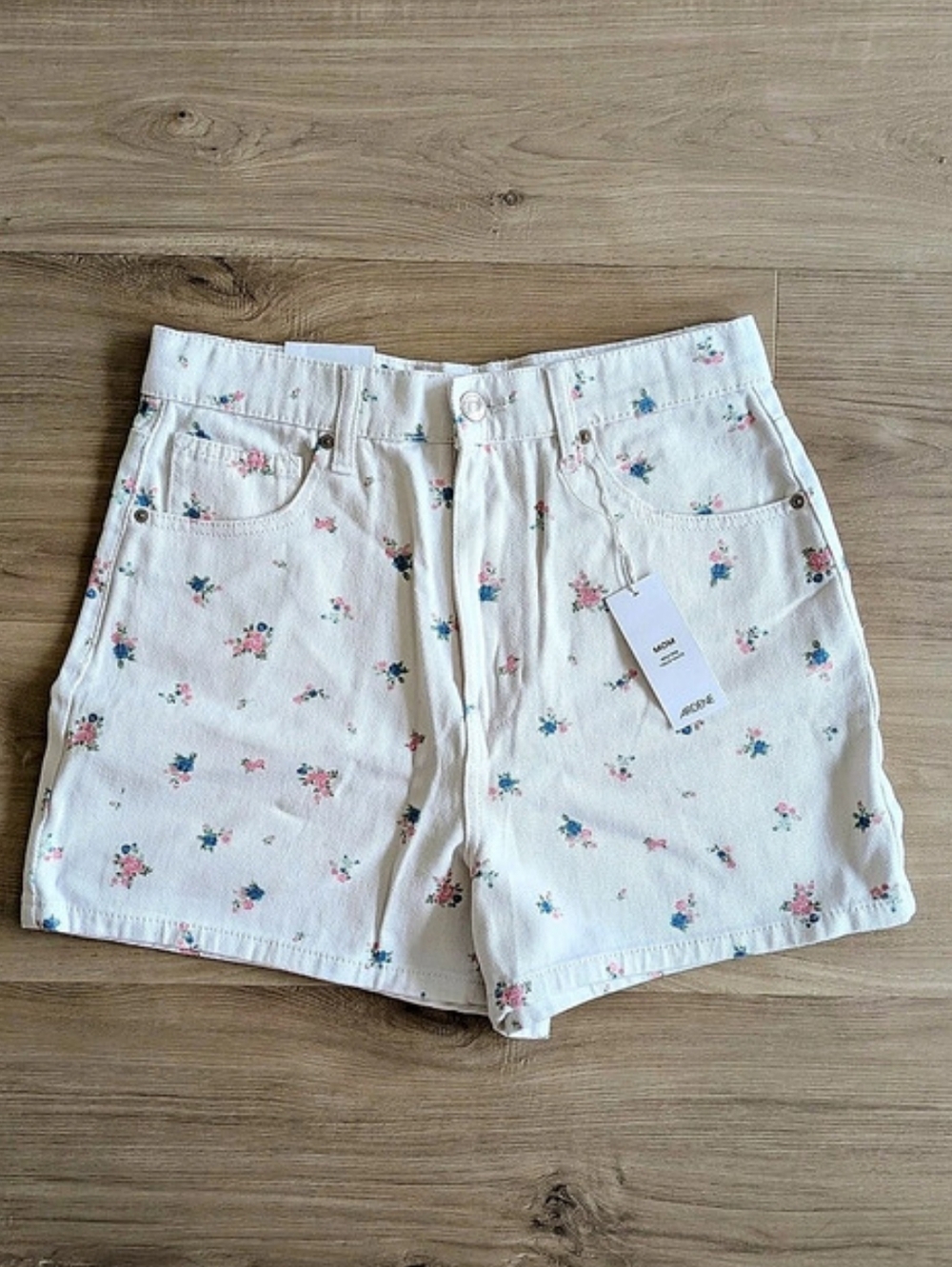 Ardene Mom High Rise Denim Shorts Floral